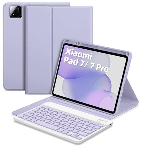 Bettdow per Xiaomi Pad 7 11.2 2024 Tastiera Custodia, Layout Italiano Tastiera Staccabile con Custodia Protettiva per Xiaomi Pad 7/ Pad 7 Pro 11,2 Pollici 2024, Viola