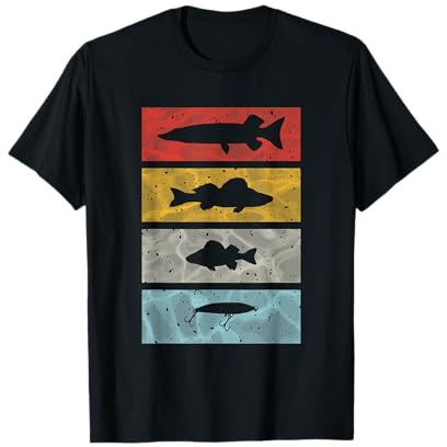 Retro Vintage Hecht Barsch Angeln T-Shirt