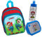 Kindergartenrucksack Super Mario Junge mit Brotzeitdose Trinkflasche - Personalisiert mit Name - Set Kinderrucksack mit Brotdose Trinkbecher Alu