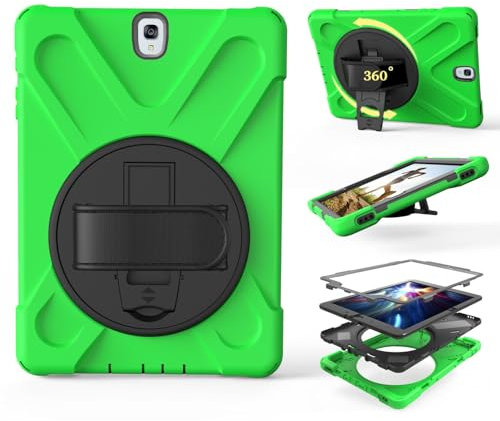 Funda protectora para tableta Compatible con funda Samsung Galaxy Tab S3 de 9,7 pulgadas 2017 (SM-T820/T825/T827), resistente a prueba de golpes, funda protectora contra caídas con correa Compatible w