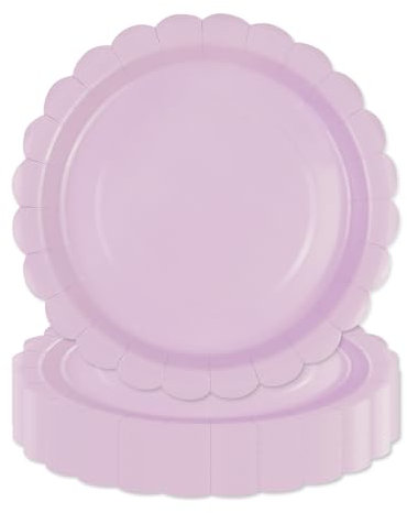 HFBOBP 50 Pcs Purple Scalloped Paper Plates for Dinner and Dessert, Disposable Party Supplies Pack for Graduation Holiday Wedding Birthday Party Baby Shower Decorations