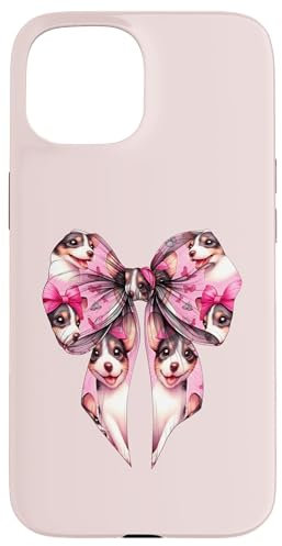 Coquette Bow Rat Terrier Cane Mamma Nastro Rosa Ragazza Custodia per iPhone 15