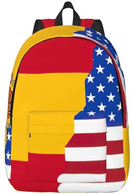 JEJEA Zaino da donna, con stampa bandiera della Spagna americana, zaino da viaggio per computer portatile, infermiera, zaino per il fine settimana, Nero , S