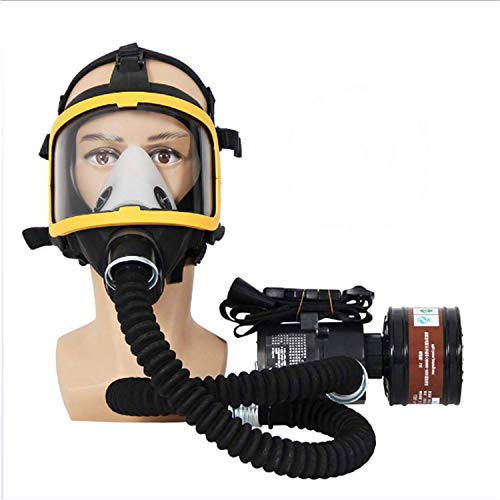 Mitgelieferte Atemschutzmaske – Elektrischer Vollgesichtsfilter mit konstantem Durchfluss für chemisches Gas, staubdicht, Farb- und Pestizidspray, ideal für Labor und Schweißen
