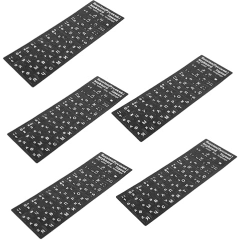 TEHAUX Russian Language Keyboard Stickers 5 Sheets Matte Paper Material with Anti-Slip Feature for Laptop and Computer Keyboard Accessories