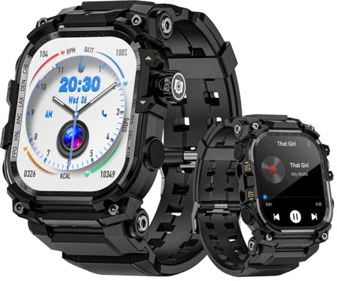 LOKMAT 2.06''AMOLED 4G Smartwatch Pantalla Grande 3GB + 32GB Resistente Militar Deporte Android Reloj Inteligente para Hombres con Cámara Giratoria WiFi GPS NFC para Hombres y Mujeres (Negro)