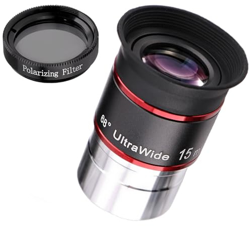 Starboosa 15mm 68° Telescope Eyepiece, 1.25-Inch with Polarizing Filter | Multi-focal eyepiece kit; fully multi-coated optics