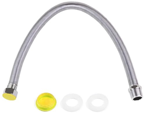 Ferizzia Tuyau Flexible Ondule en Acier Inoxydable 304, 3/4 Tuyaux de Raccordement Flexibles, 40cm Tuyau Flexible pour Robinet, pour Connecteur Plomberie Salle de Bain, Robinet D'Angle, Chauffe-Eau