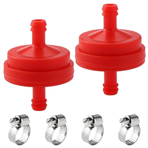 VooGenzek 2 Pièces 1/4 I.D. Filtres à Carburant en Ligne, Filtre à Carburant 150 Microns pour Tondeuse à Gazon, avec 4 Pièces Pinces, Compatible avec BS 298090 298090s