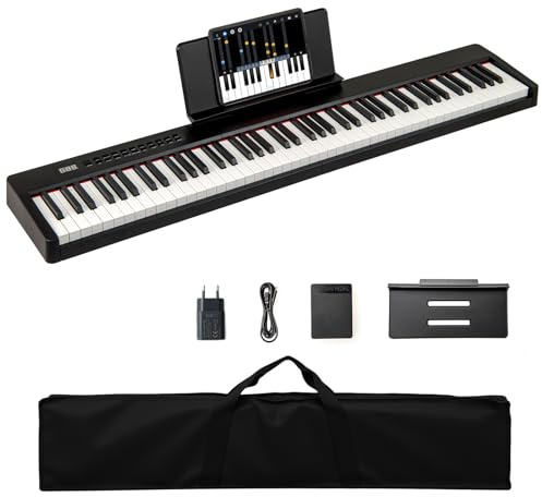 COSTWAY Keyboard Piano 88 Tasten, Digitales Klavier mit MIDI, Sustain Pedal, Musikständer & Tragetasche, E-Piano tragbar für Anfänger, Kinder, Erwachsene (Schwarz)