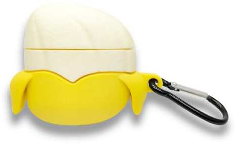Custodia in Silicone 3D Compatibile con Apple Airpods, AIYAAIYA Kawaii Protettiva Impermeabile Antiurto per Auricolari Wireless Cover di Ricarica con Portachiavi (Banana 4)