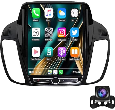 Radio para Coche Android 14 para Ford Kuga/Escape 2013-2017, estéreo con Pantalla táctil de 9,7 con CarPlay inalámbrico, Android Auto, navegación GPS, WiFi, Bluetooth 5.0, FM (Color: TS100