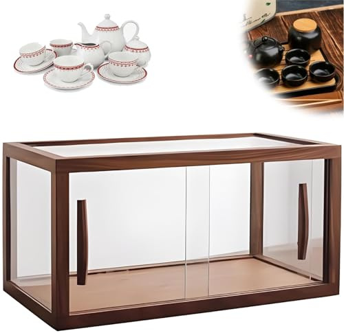 Verstellbare, transparente Brotaufbewahrung, Thekenvitrine aus Holz mit Glastüren, Gebäckvitrine aus Holz, mehrstöckige Gebäckvitrine for Bäckereien und Cafés(B,Single-Layer)