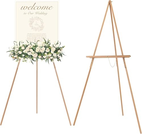 Ikerall Wooden Easel Stand, Adjustable Tripod for Display, Poster Board, Wedding Welcome Sign, Photo & Artwork