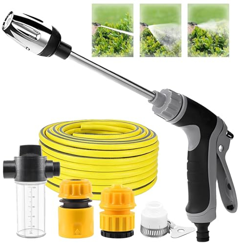 Aquoxis Pressure Washer, 3 Pattern Washer with 5M Hose, 360° Rotating, Adjustable Nozzle Cleaning Sprayer for Car Washing, Plant Watering, Outdoor Surfaces