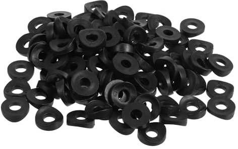 HORIALENCE 100 Stück Gummischeiben aus Kunststoff Schwarz Konkav Abstandshalter und Befestigungselemente für Runde Rohre Duschköpfe Gartenarmaturen Sanitärreparaturen
