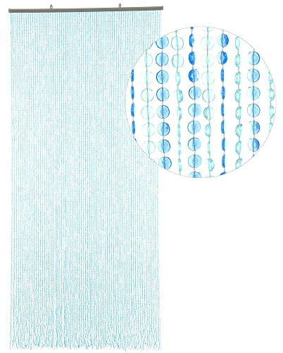HAB & GUT Türvorhang Mini-DIAMANTEN, HELLBLAU/BLAU, 90x200 sehr dicht, Insektenschutz Perlen Pailettenvorhangg