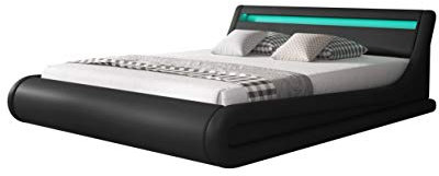 Muebles Bonitos Parisina Letto Design con Cassaforte, 180 x 200 cm, Colore Nero