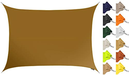 Kookaburra 6m x 5m Rectangle Water Resistant Garden Patio Sun Shade Sail Canopy 96.5% UV Block with Free Rope (Mocha Brown)