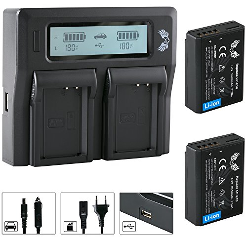 2X SK Akku Canon LP-E10 1020mAh + LCD Dual Doppel Ladegerät für Canon EOS 1100D 1200D 1300D 2000D 4000D / Rebel T3 T5 T6 und weitere