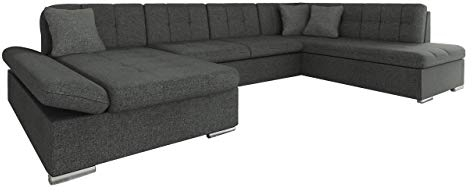 Mirjan24 Ecksofa Bergen Design Eckcouch mit Schlaffunktion und Bettkasten, Regulierbare Armlehnen, U-Form Sofa vom Hersteller, Wohnlandschaft (Lux 06 + Lux 06 + Lux 05, Ecksofa: Links)