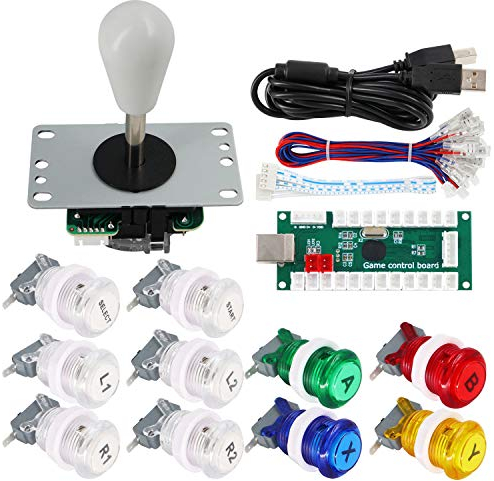 SJ@JX Arcade Game Controller DIY Kit Buttons with Logo Coin X Y Start Select 8 Way Joystick USB Encoder for PC MAME Raspberry Pi