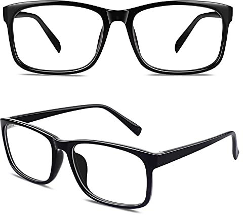 CGID CN12 Brille Extra Schmaler Rahmen! Slim Rechteck Nerd Clear Brille,Glänzend Schwarz