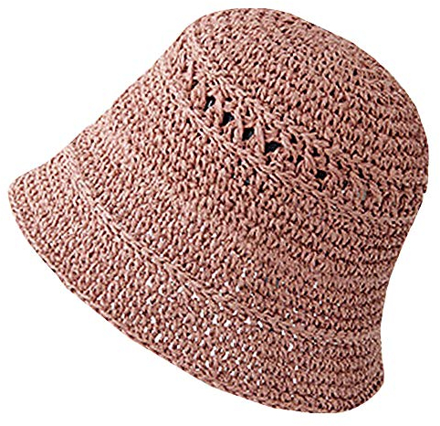 Sun Kea Schlapphut aus Stroh, Sonnenhut mit UV-Schutz, Fischerhut, Sommer, Strand, Reisen, handgewebt, gehäkelt., Rose, Einheitsgröße
