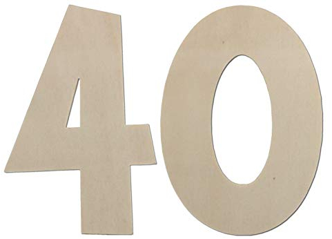 Deko Zahlen - Geburtstagsdeko 40 Geburtstag aus Holz - Ideale Geburtstag Geschenkideen oder als Party Tischdeko (10 cm)