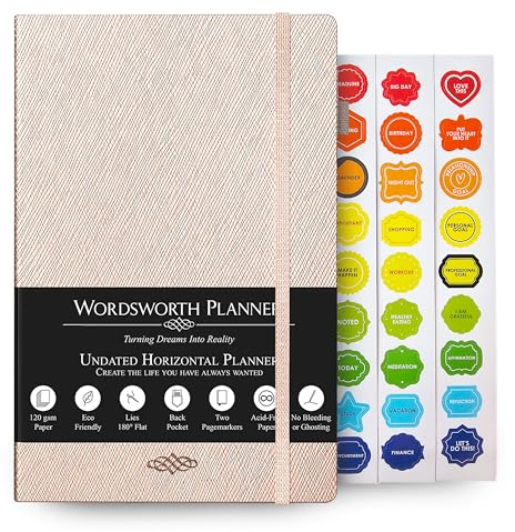 Wordsworth Planner-Weekly & Monthly- Increase Productivity & Time Management, Hit Your Goals-Organizer, Business,Gratitude Journal-Undated-Start Anytime,Thick Paper(120GSM) A5, Lasts 1 Year, Rose Gold