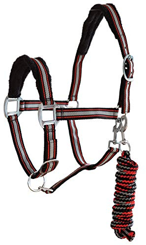 York Halfterset Halfter mit Strick Calipso Halfter & Strick gepolstert (Cob, rot/schwarz)