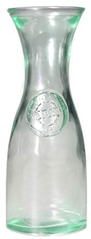 Glas Karaffe  Verre  Kanne mit Prägung Glas Krug Deko Shabby Landhaus H 25 cm