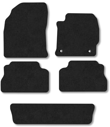Fits Toyota Prius+ (2012-2020) Carpet Car Floor Mats | Tailored Fit Carpet Floor Mats non Slip Grey Trim Full Coverage Compatible Accessory Front Rear Anti Slip Granulated Backing