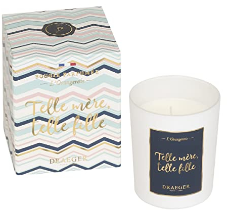 DRAEGER PARIS - Bougie Cadeau blanche Parfumée Fleur d'oranger Telle mère, telle fille- Idée Cadeau Drôle, Famille, Maman, Fille - Made in France - 100% Cire Végétale - 40h de combustion