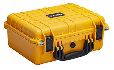 MEIJIA Portable All Weather Waterproof Camera Case with Customizable Fit Foam,Fit Use of Drones, Camera, Equipments, Pistols,15.98x12.99x6.85inches (Yellow)