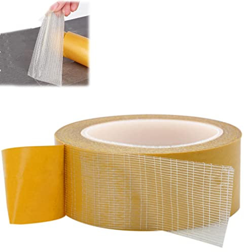 YWSM High Adhesive Strength Mesh Double-sided Duct Tape, Carpet Tape Double Sided, Easily Removable with No Residue, Keeps Rugs in Place on Hardwood, Tile (20m*5cm)