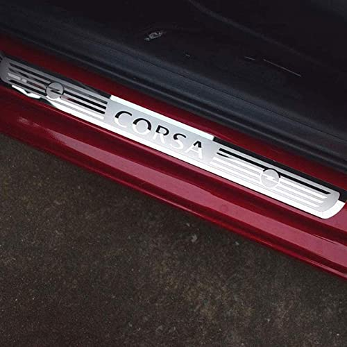 4 Stück Autotür Einstiegsleisten Zubehör für OP-EL ASTRA CORSA ADAM 2016-2019, Verschleißplatte Aufkleber Auto Styling Schwelle Abdeckung Schutzleiste, Edelstahl