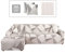 Lydevo Sofabezug Ecksofa L Form Sofa Überwürfe Stretch Sofabezug L Form Rechts oder Links mit Zwei Kissenbezügen Waschbar Universal-Couchbezug L Form Sofa Cover L Shape(3 Sitzer+4 Sitzer,Weiße Linie)