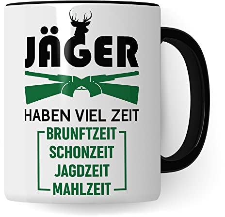 Jäger Tasse Geschenkidee, Jagd Geschenk, Kaffeetasse Humor Witz Geschenk für Jägerei, Kaffeebecher für Männer (Weiß & Schwarz)