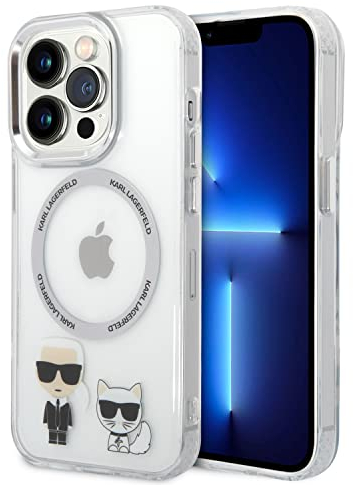 CG MOBILE Karl Lagerfeld kompatibel mit Magsafe PC/TPU-Hülle mit Ring, kabellos, aufladbar, Schutzhülle, stoßdämpfend, Kratzfest, kompatibel mit iPhone 14 Pro Max 6,7 (weiß)