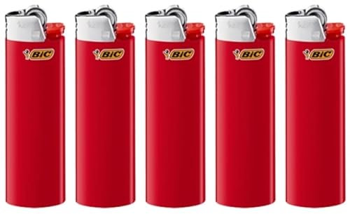 BIC J26 Maxi Feuerzeug, Gemischte Farben und BIC Ständer – Leicht und Zuverlässig (Rot, 5)