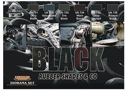 Lifecolor CS27 Black Rubber Shades & Co. Acrylic Paint Set