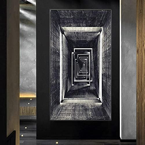 HTWLMM Toile Tableau Rétro Noir et Blanc Peintures Decoration Abstraite Affiche Murale Art Tableaux Salon Chambre Decoration sans Cadre (70X140CM)