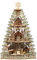 ELLUG 3D Eck-Lichterspitze Holzschnitt als Tannenbaum aus Holz mit Drehelementen zum Stellen mit Licht 33 * 18 * 53cm batteriebetrieben mit On-Off Schalter, Timer Funktion (6h On/18h Off)