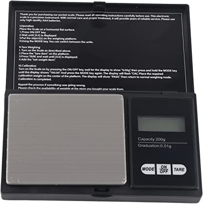 SYH&AQYE Taschenwaage 200g/0,01g, Präzisions Mini Küchenwaage, Digitalwaage Feinwaage Goldwaage Münzwaage, LCD-Display &Edelstahl Plattform, Multifunktion für Küche, Schmuck, Kräuter