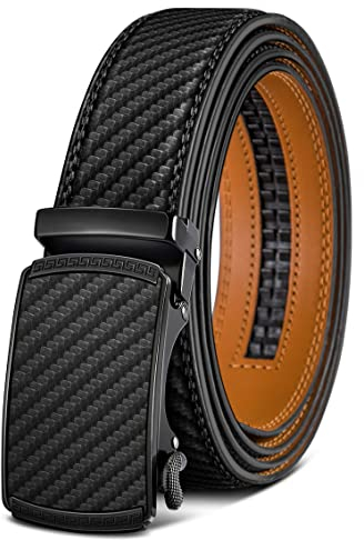 BULLIANT Gürtel Herren, Gürtel Ratsche Ledergürtel Automatikschließe für Herren Anzug Business Kleidung,Breit 35mm,Größe Angepasst(Schwarz-110cm/30-36 taille verstellbar)