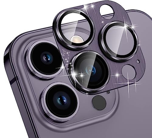 NicMool Protector de Lente Cámara Compatibile con iPhone 14 Pro/14 Pro MAX, 9H HD Aleación Aluminio Cristal Vidrio Templado, Película Protectora de Cámara para iPhone 14 Pro/14 Pro MAX - Púrpura