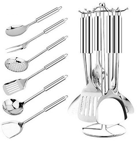 ZAANU Juego de sartenes y ollas antiadherentes, Utensilios de Cocina de Acero Inoxidable de Acero Inoxidable 7pcs / Set Juego de Utensilios de Cocina Juego Completo para el hogar de Dise