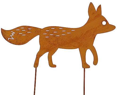 B2S BACK2SEASON Fuchs Stecker Edelrost Herbst Deko Garten Stab Beetdeko Länge 25,5 cm