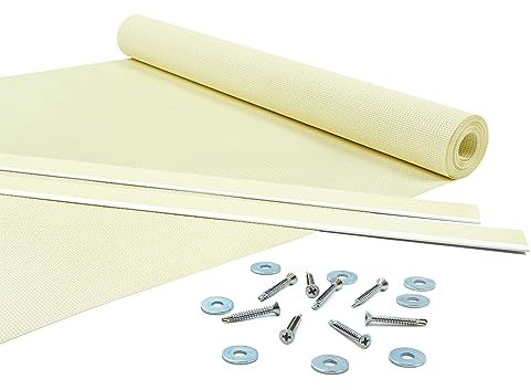 GIURI TESSUTI - Fasce in PVC Microforato Mesh per copertura ad onda di Gazebo e Pergola - Telo ombreggiante ignifugo (Crema, 60x550cm)